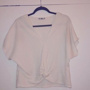 White Twist Front Crop Top